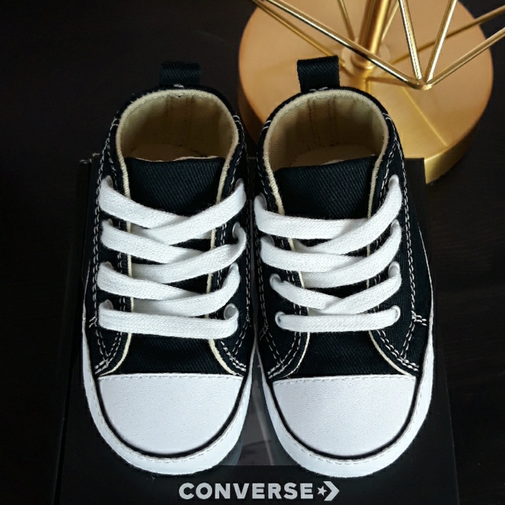 🆕️SALE❗NWB Converse Black Baby Shoes/Soft Bottoms - Picture 3 of 7